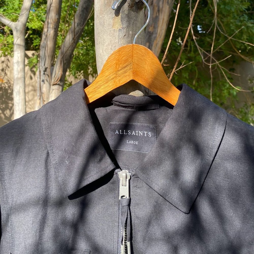 All Saints Mens L Waxy Light Black Jacket